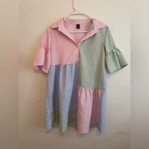 SHEIN Pastel Striped Colorblock Dress